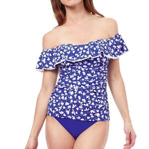 NWT Women’s Profile By Gottex Summer Take Off Shoulder Tankini Top In Size 6